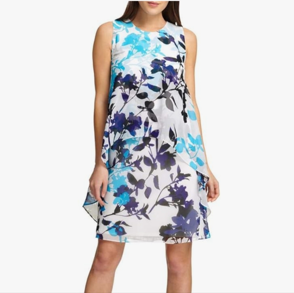 Dkny Blue Asymmetrical Halter Sundress for Cocktail Events